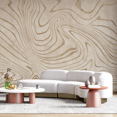 Tapet personalizat abstract cu forma abstracta in nuante de bej moving sands