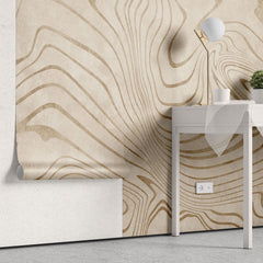 Tapet personalizat abstract cu forma abstracta in nuante de bej moving sands