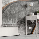 Tapet personalizat abstract cu model abstract in nuante de gri si insertii de bronz stylish grey