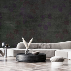 Tapet personalizat abstract cu frunze mov si verzi pe un fundal inchis deep dark contrast