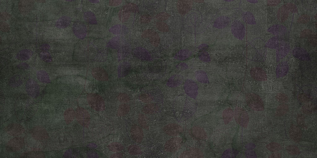 Tapet personalizat abstract cu frunze mov si verzi pe un fundal inchis deep dark contrast