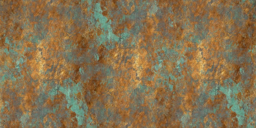 Tapet personalizat abstract cu o textura de piatra aramie cu accente turcoaz oferind un aspect industrial si artistic rusty turquoise