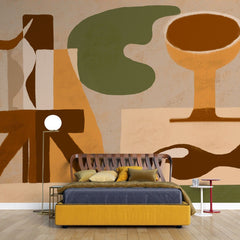 Tapet personalizat abstract cu un echilibru vizual de forme si culori creand o armonie estetica si o senzatie de calm visual poise