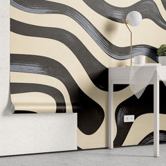 Tapet personalizat abstract cu un efect de topire monocrom oferind un aspect fluid si contemporan monochrome melt