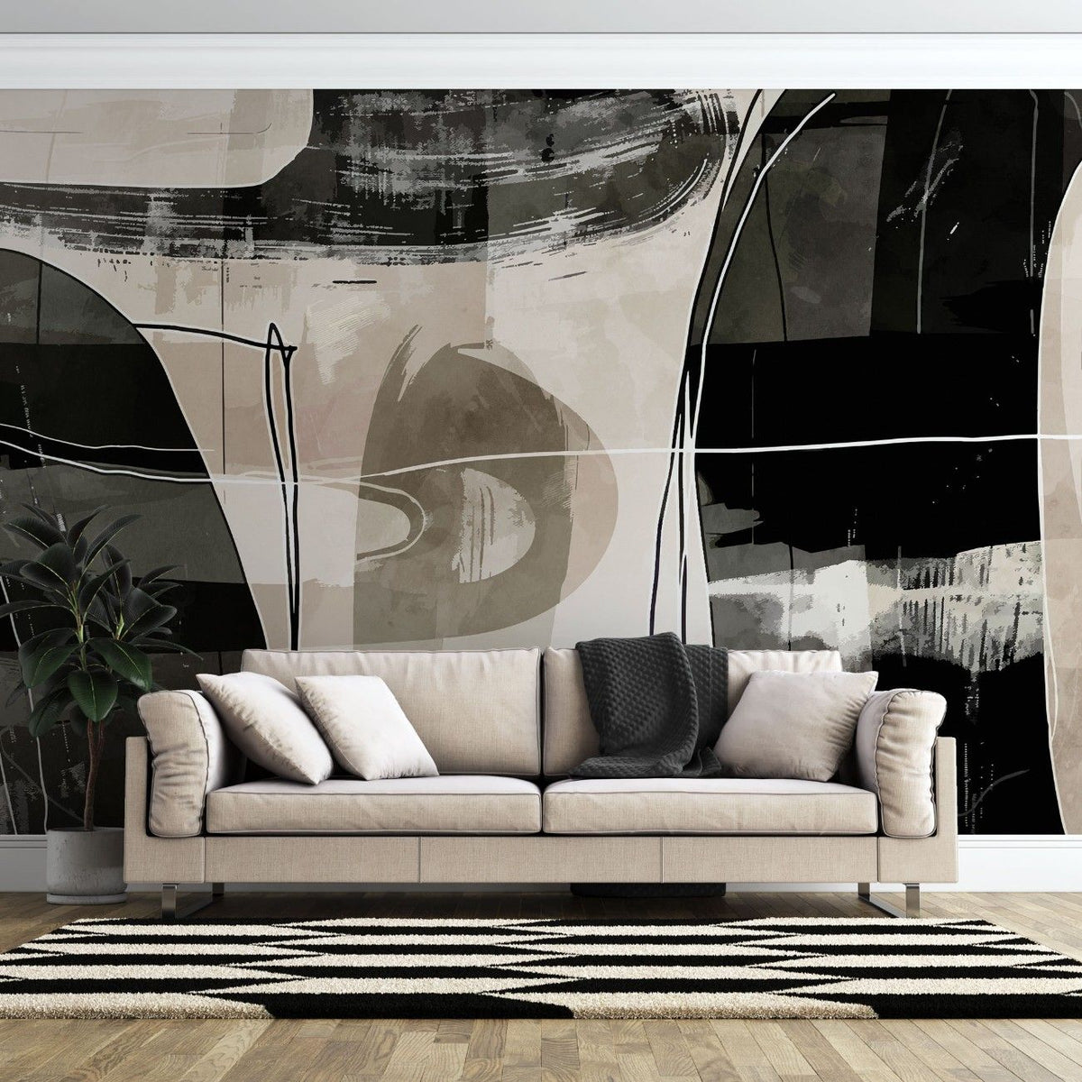 Tapet personalizat abstract cu un impuls incadrat de linii si culori oferind un design energetic si structurat impulse framed