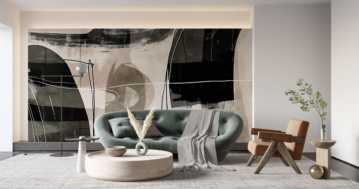 Tapet personalizat abstract cu un impuls incadrat de linii si culori oferind un design energetic si structurat impulse framed