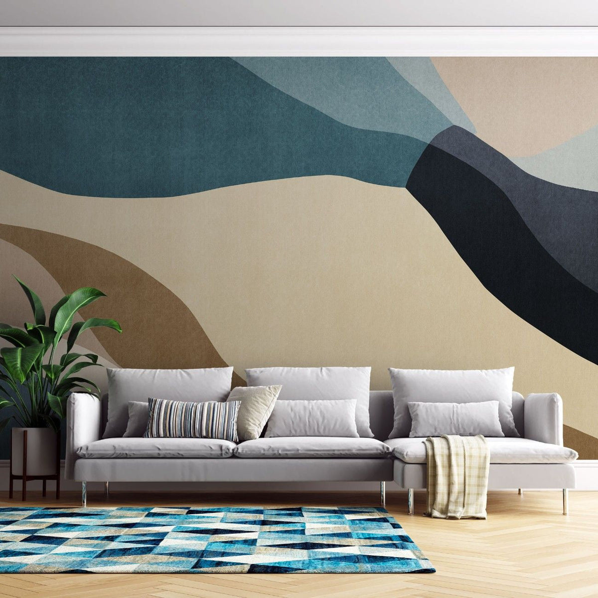 Tapet personalizat abstract cu forme continue si fluide creand un design fluid cu un flux vizual placut seamless shapes