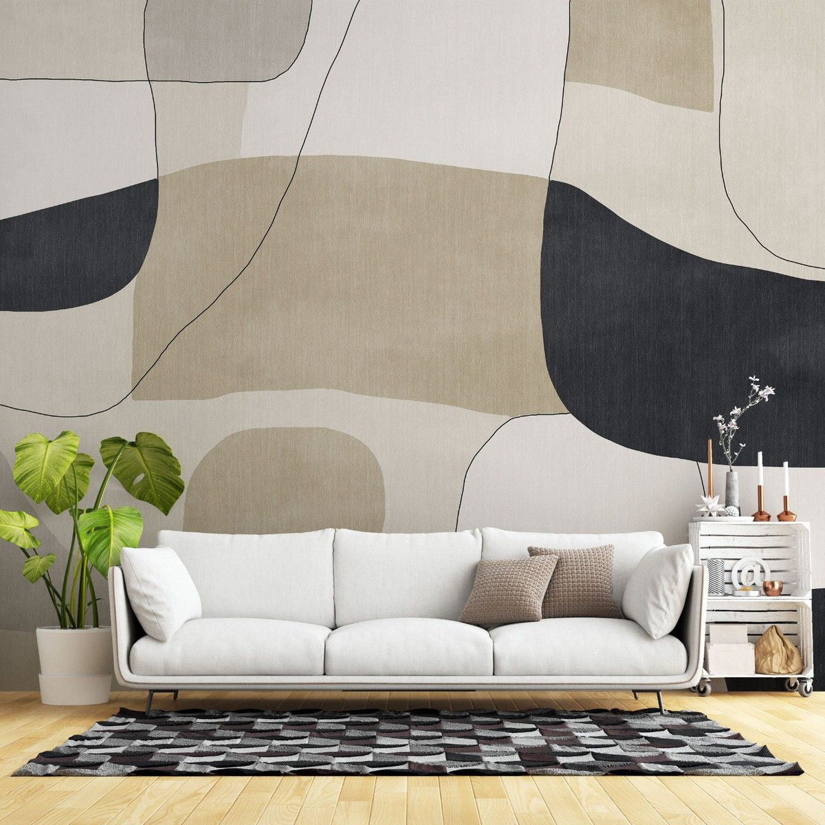Tapet personalizat abstract cu forme si ordine intr o compozitie structurata si moderna ce aduce echilibru shape and order