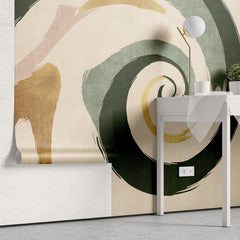 Tapet personalizat abstract cu un vartej modern cu linii curbe si culori vibrante creand un design dinamic si stilat modern swirl