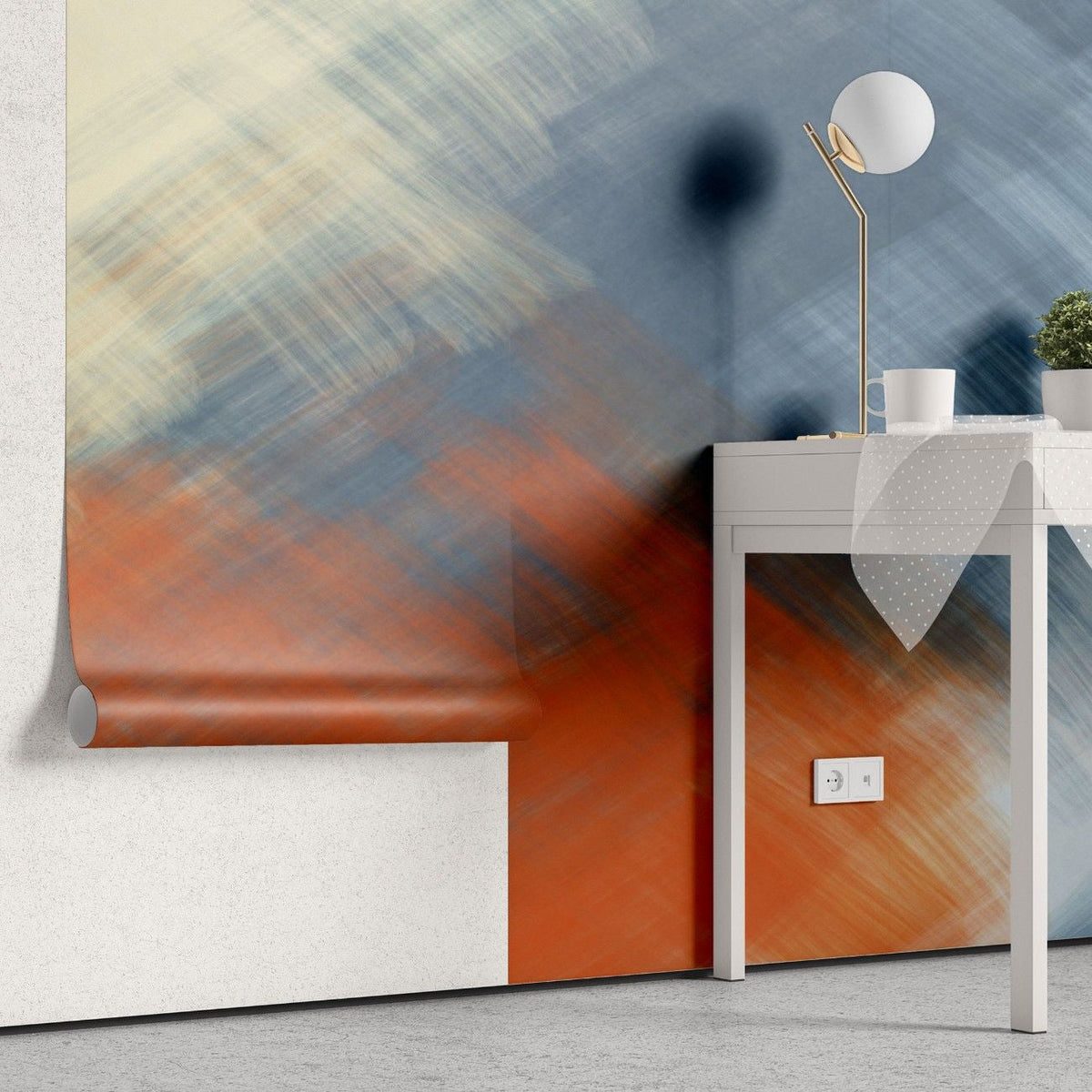 Tapet personalizat abstract cu urme de pensula discrete oferind un aspect artistic si o senzatie de liniste vizuala silent brushwork\