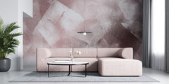 Tapet personalizat abstract cu cuburi in nuante de roz oferind un design geometric si modern cu un aer ludic pink cubes