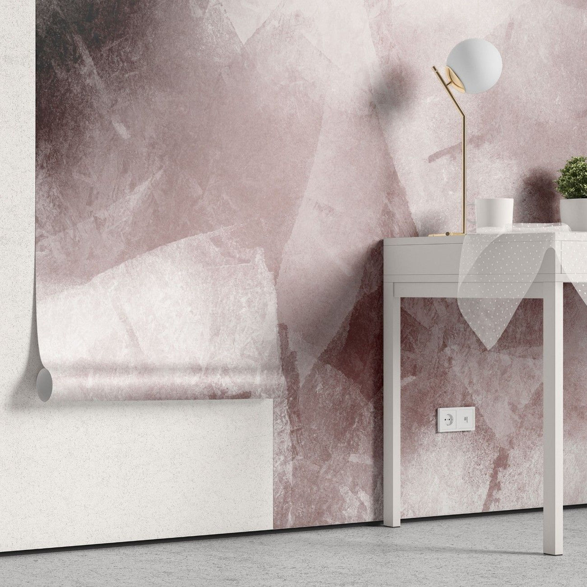Tapet personalizat abstract cu cuburi in nuante de roz oferind un design geometric si modern cu un aer ludic pink cubes