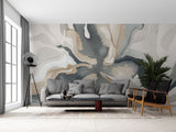 Tapet personalizat abstract cu o miscare fluida a formelor creand un design dinamic si organic fluid motion