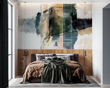 Tapet personalizat abstract cu pictura in straturi si texturi ce sugereaza ritm si repetitie paint frequency
