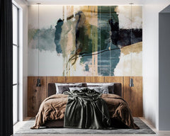 Tapet personalizat abstract cu pictura in straturi si texturi ce sugereaza ritm si repetitie paint frequency