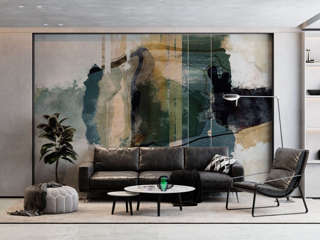 Tapet personalizat abstract cu pictura in straturi si texturi ce sugereaza ritm si repetitie paint frequency