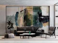 Tapet personalizat abstract cu pictura in straturi si texturi ce sugereaza ritm si repetitie paint frequency