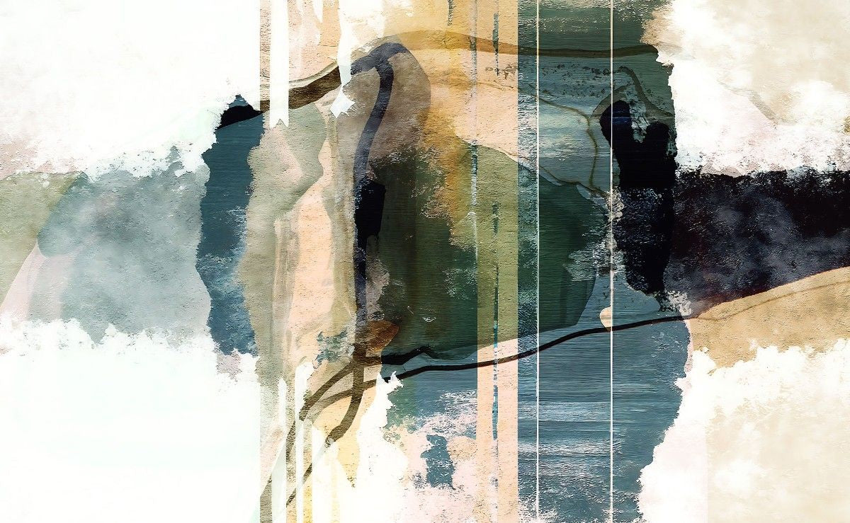 Tapet personalizat abstract cu pictura in straturi si texturi ce sugereaza ritm si repetitie paint frequency