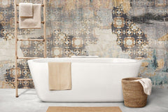 Tapet personalizat abstract cu un efect de mozaic invechit oferind o textura artistica si un aspect vintage scraped mosaique