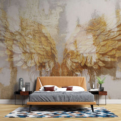 Tapet personalizat abstract cu aripi aurii stilizate creand un design elegant si inspirat cu o nota de lux golden wings