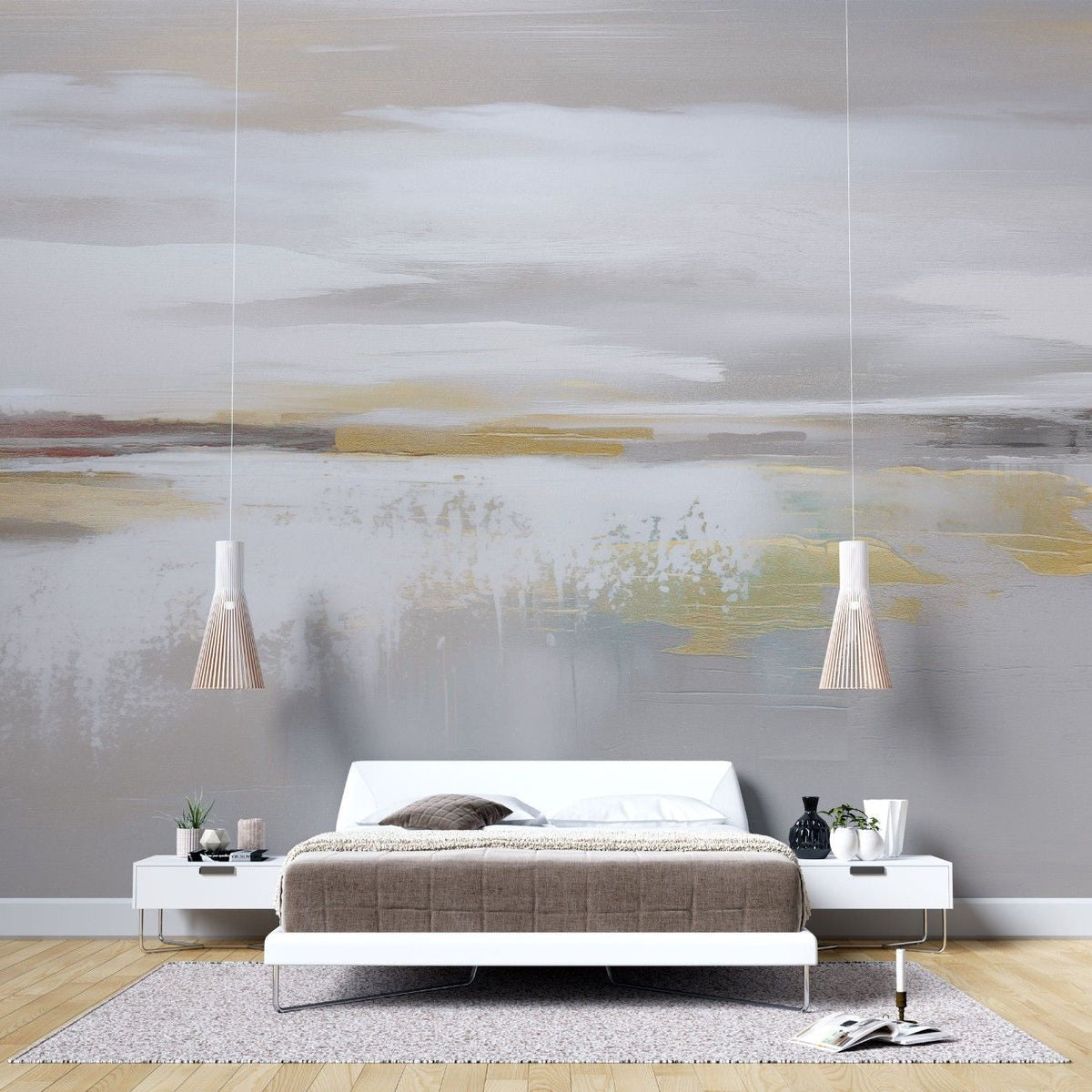 Tapet personalizat abstract cu o compozitie calma in nuante calde evocand o senzatie de liniste si armonie warm silence