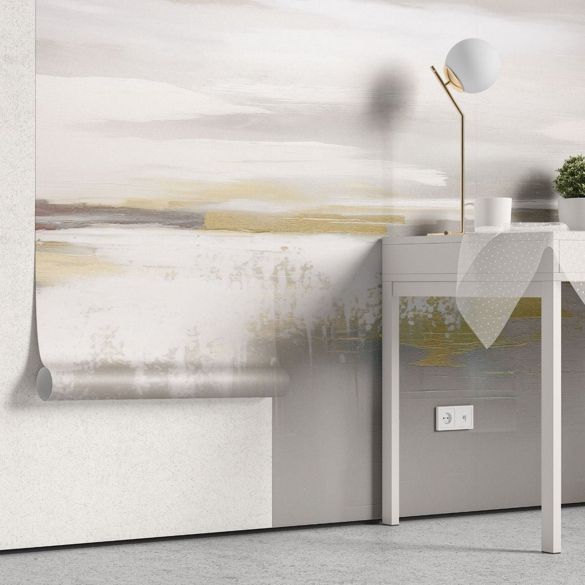 Tapet personalizat abstract cu o compozitie calma in nuante calde evocand o senzatie de liniste si armonie warm silence