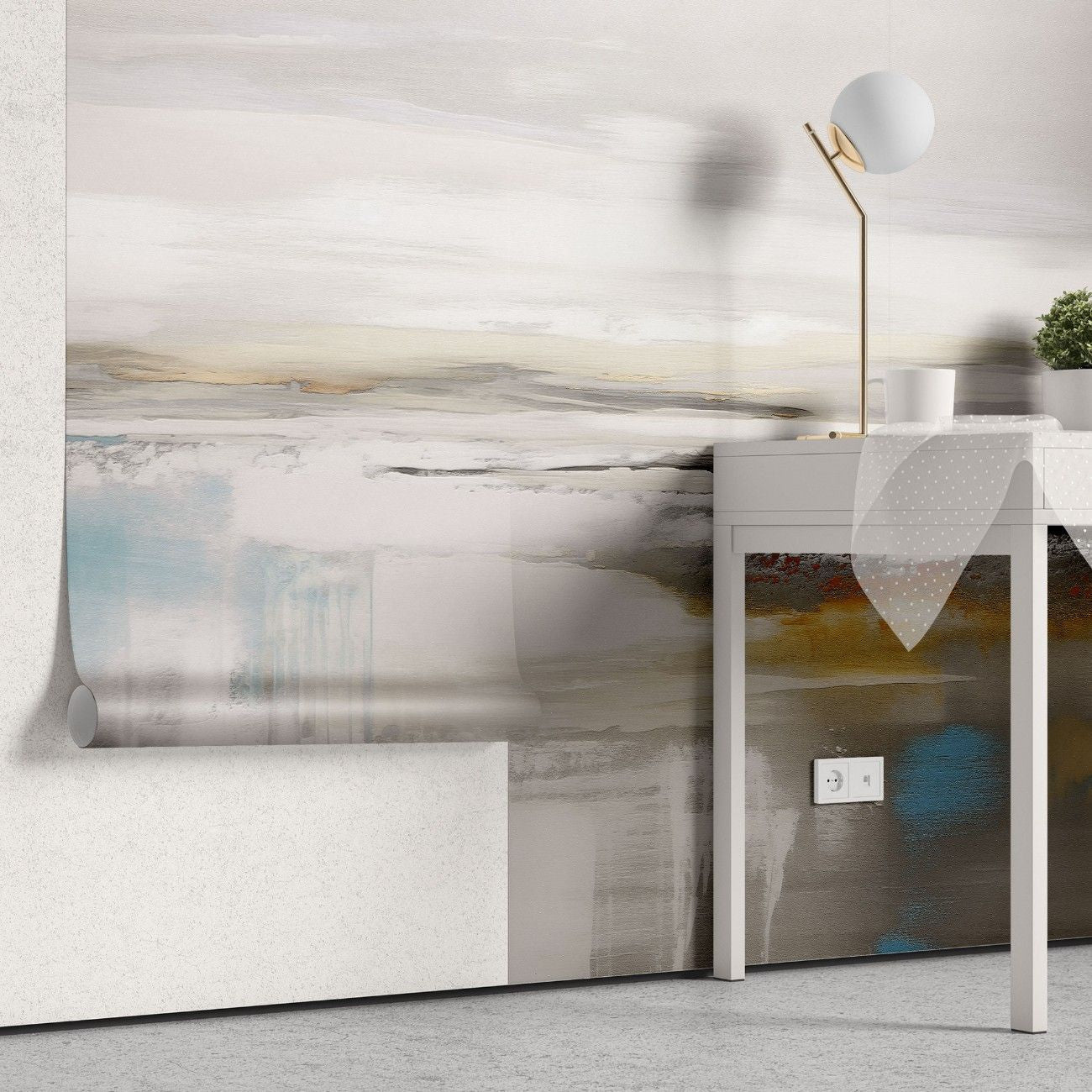 Tapet personalizat abstract definit prin absenta formelor clare cu spatii negative ce creeaza o imagine minimalista si intriganta defined by absence