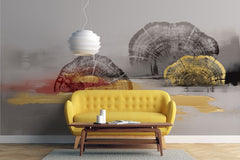 Tapet personalizat abstract cu un print ce imita lemnul intr o maniera stilizata si moderna abstract woodprint