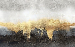 Tapet personalizat abstract cu un efect estompat de auriu si carbune creand o atmosfera misterioasa si eleganta blurry gold charcoal