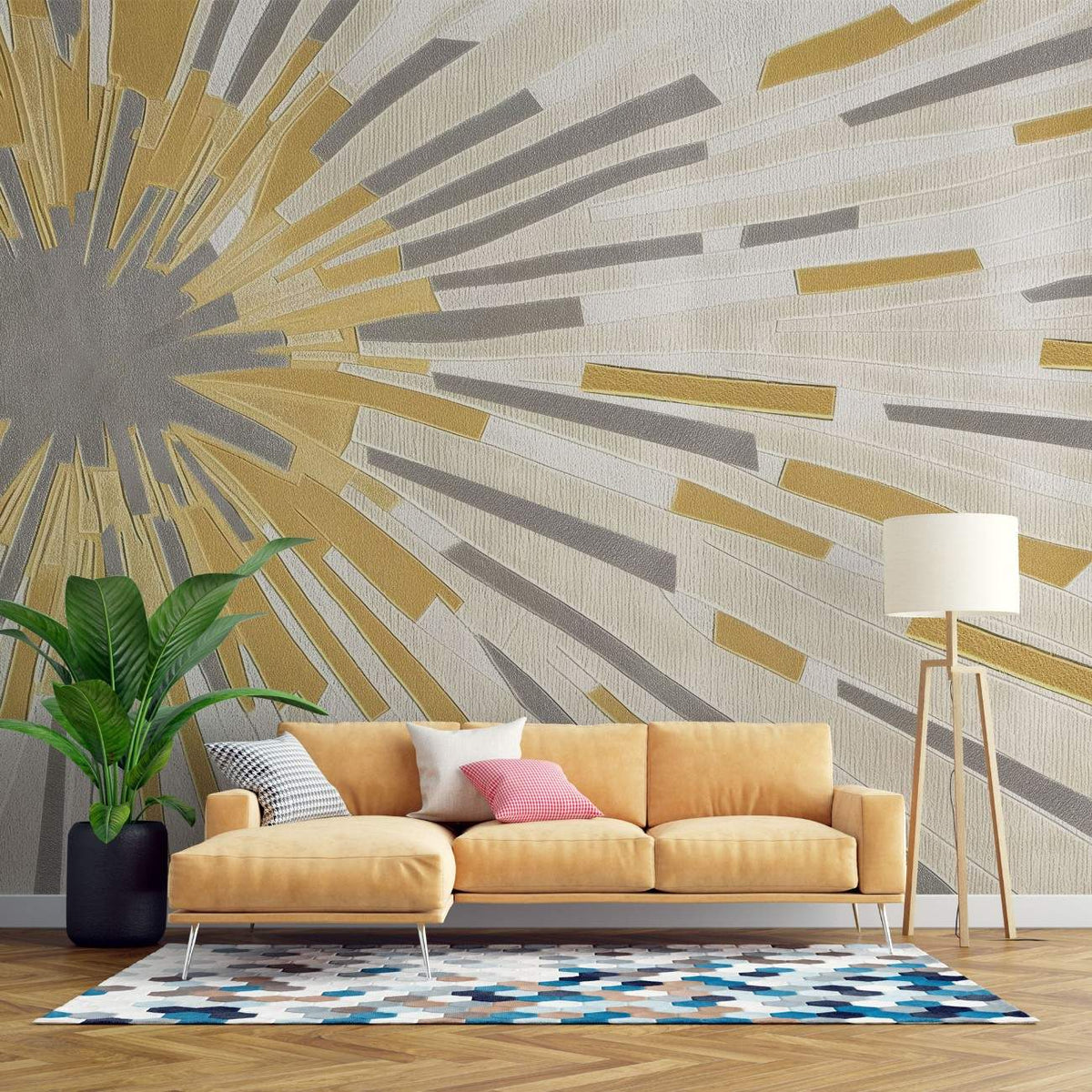 Tapet personalizat abstract cu geometrie tonala cu forme si nuante ce creeaza o armonie vizuala tonal geometry