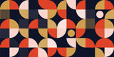Tapet Personalizat Abstract cu un model neo-geometric in nuante de rosu albastru inchis si roz - NEO GEOMETRIC