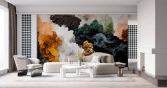 Tapet Personalizat Abstract cu un model abstract in nuante portocalii si maronii - SMOKE FOREST
