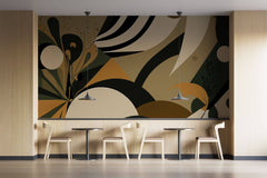 Tapet Personalizat Abstract cu elemente abstracte in nuante maronii si verzi - ABSTRACT TERRACOTTA