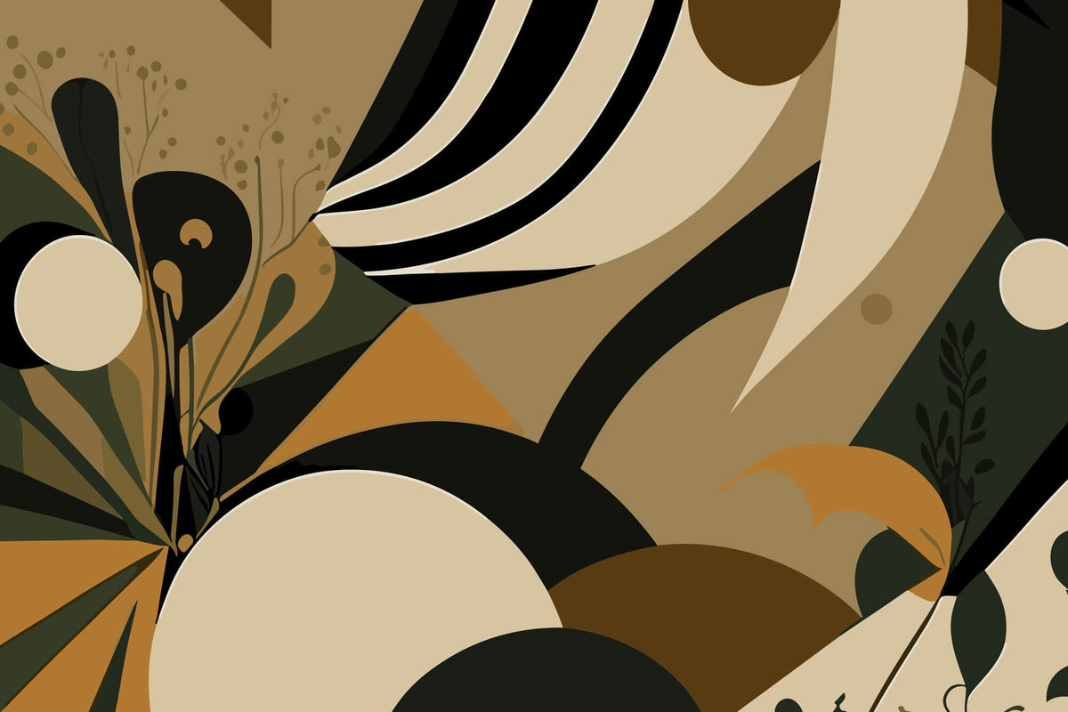 Tapet Personalizat Abstract cu elemente abstracte in nuante maronii si verzi - ABSTRACT TERRACOTTA