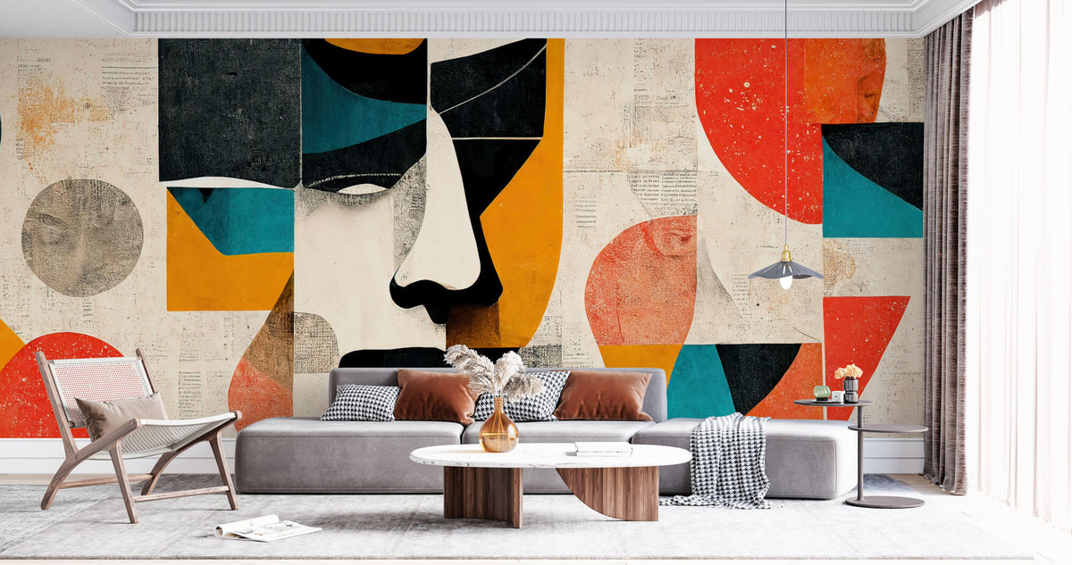Tapet Personalizat Abstract cu compozitii colorate ce alcatuiesc un portret abstract - REIMAGINED