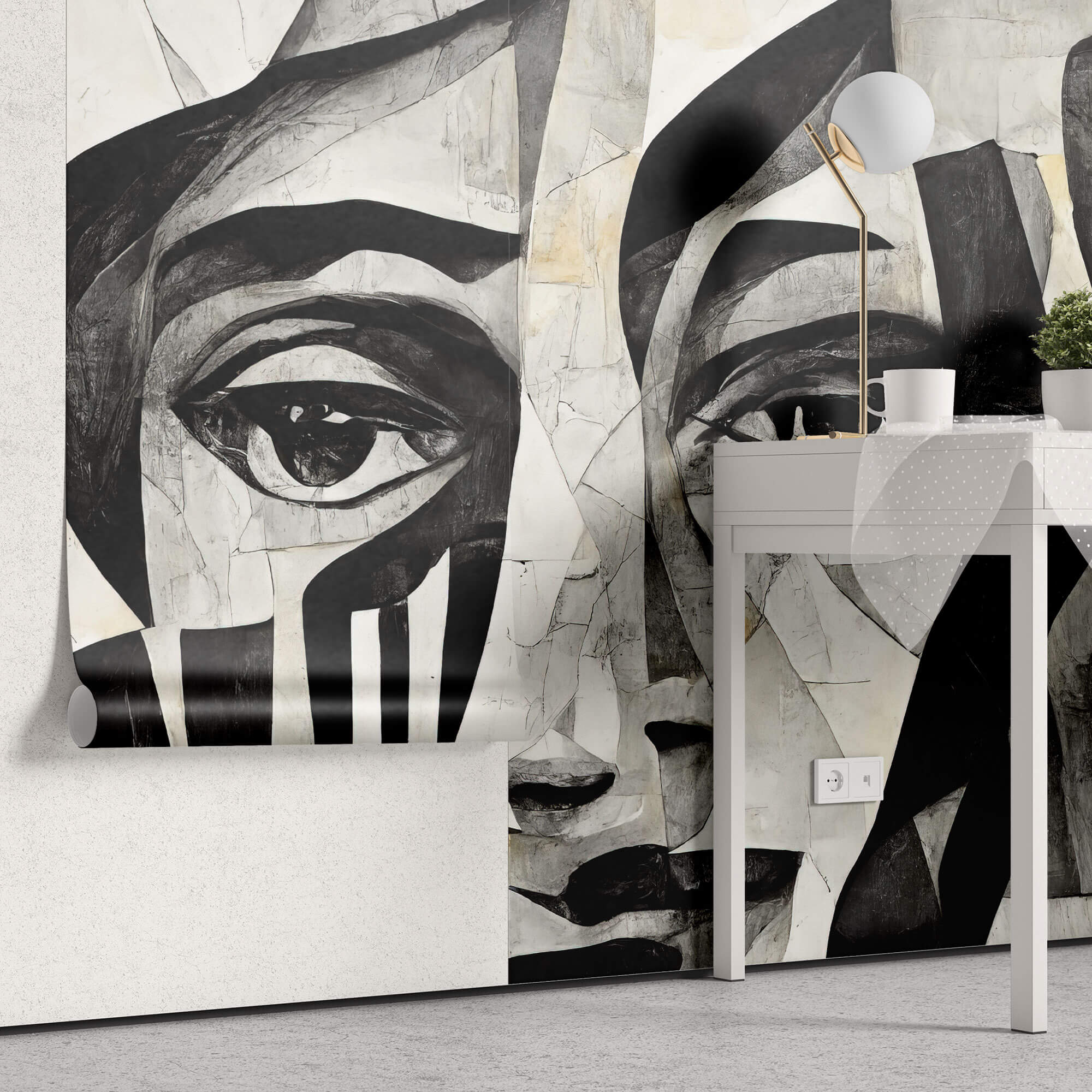 Tapet Personalizat Abstract cu portrete faciale deformate intr-o compozitie artistica abstracta - DEFORMED