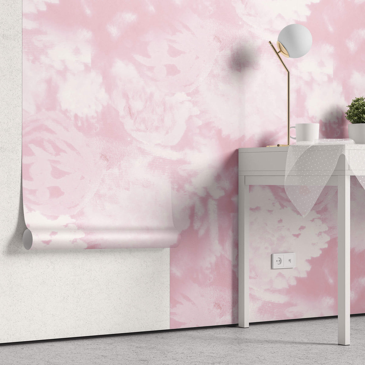 Tapet Personalizat Abstract cu flori roz imprimate pe o tesatura textila - ABSTRACT PINK FLORAL