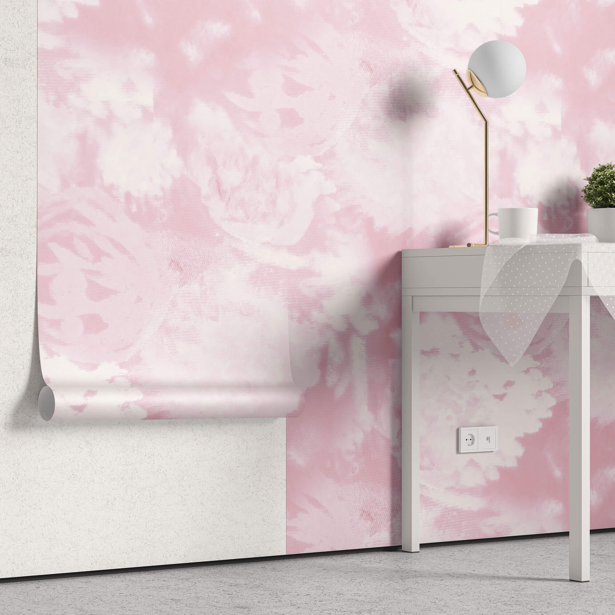 Tapet Personalizat Abstract cu flori roz imprimate pe o tesatura textila - ABSTRACT PINK FLORAL