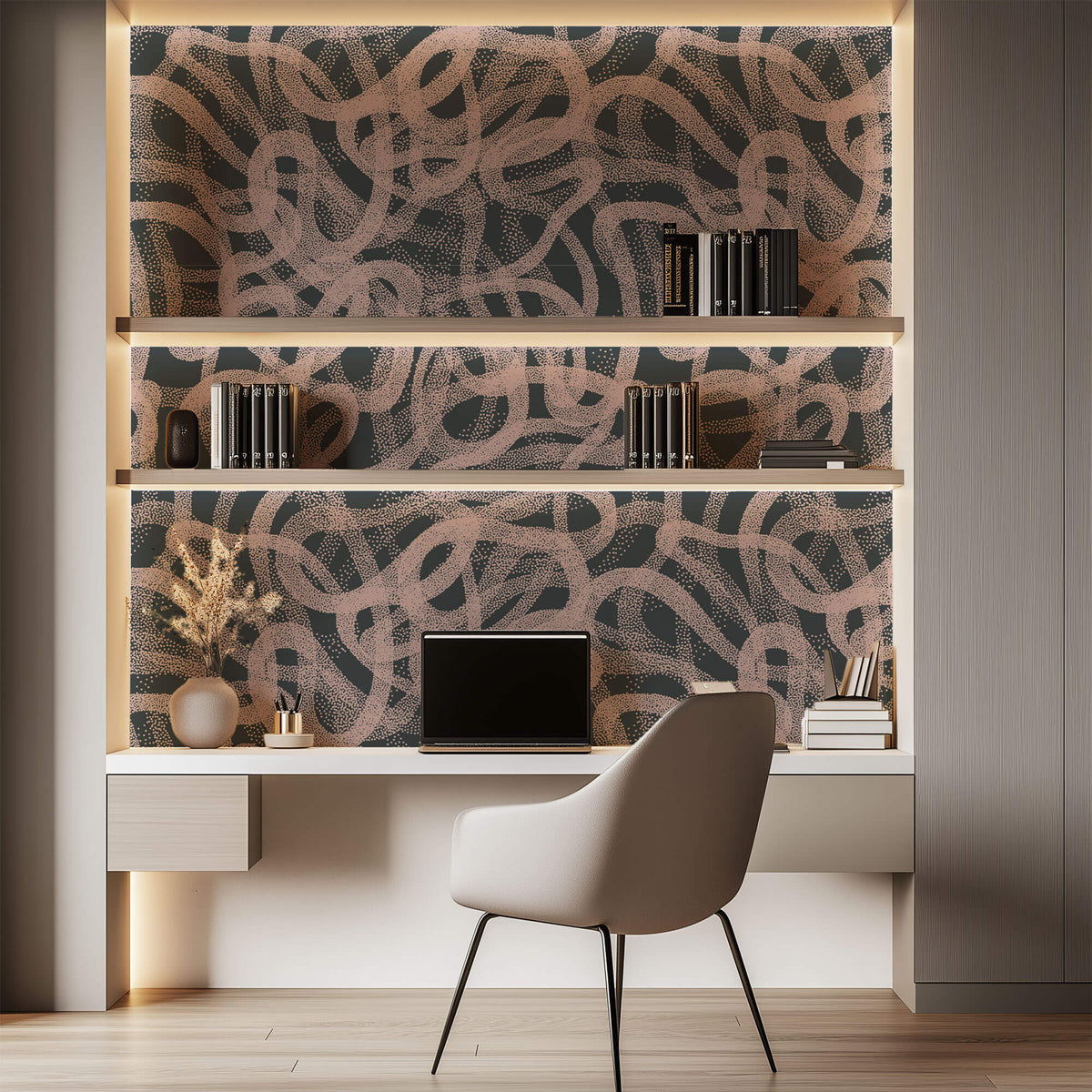 Tapet Personalizat Abstract cu bucle roz interconectate - WARMY