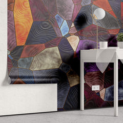 Tapet Personalizat Abstract cu vitralii colorate si unde de apa - STAINED GLASS WATER