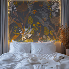 Tapet Personalizat Abstract cu flori si plante in texturi abstracte - BOTANIC GRAPHIC