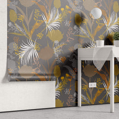 Tapet Personalizat Abstract cu flori si plante in texturi abstracte - BOTANIC GRAPHIC