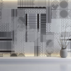 Tapet Personalizat Abstract cu model circular abstract in nuante de gri - MODERN GREY