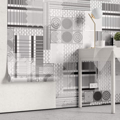 Tapet Personalizat Abstract cu model circular abstract in nuante de gri - MODERN GREY