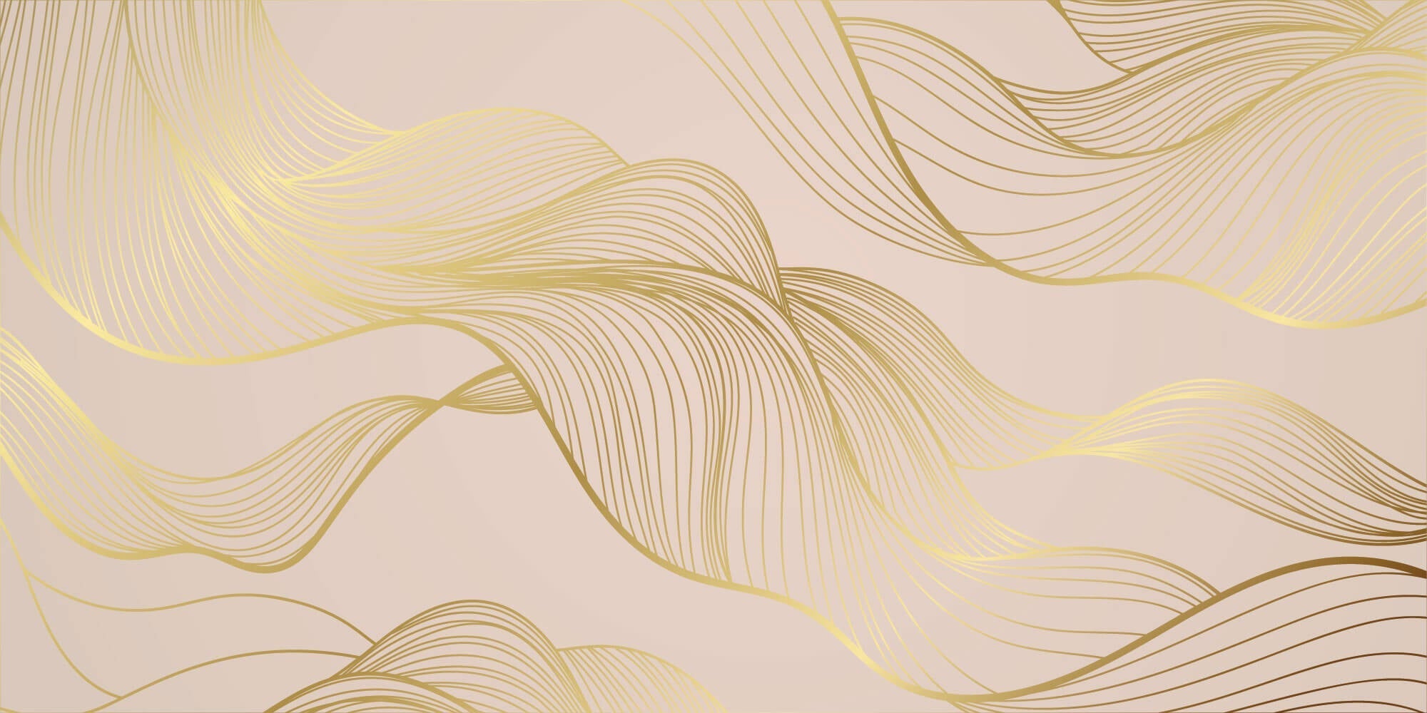 Tapet Personalizat Abstract cu unde aurii pe un fundal roz - SOFT GODDESS