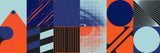 Tapet Personalizat Abstract cu elemente abstracte in nuante intense de rosu si albastru - POSTMODERN
