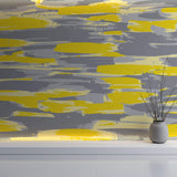 Tapet Personalizat Abstract cu arta digitala abstracta in nuante de galben si gri - YELLOW ACCENT
