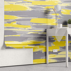Tapet Personalizat Abstract cu arta digitala abstracta in nuante de galben si gri - YELLOW ACCENT