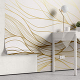 Tapet Personalizat Abstract cu frunze abstracte aurii - LEAF WAVES