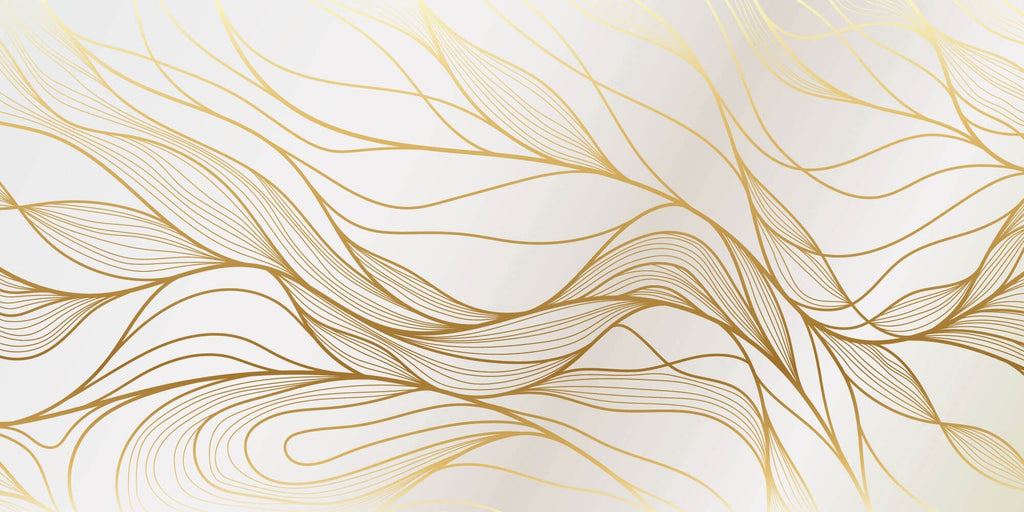 Tapet Personalizat Abstract cu frunze abstracte aurii - LEAF WAVES